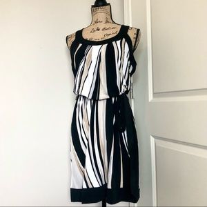 WHBM Silky Striped Tie Waist Dress